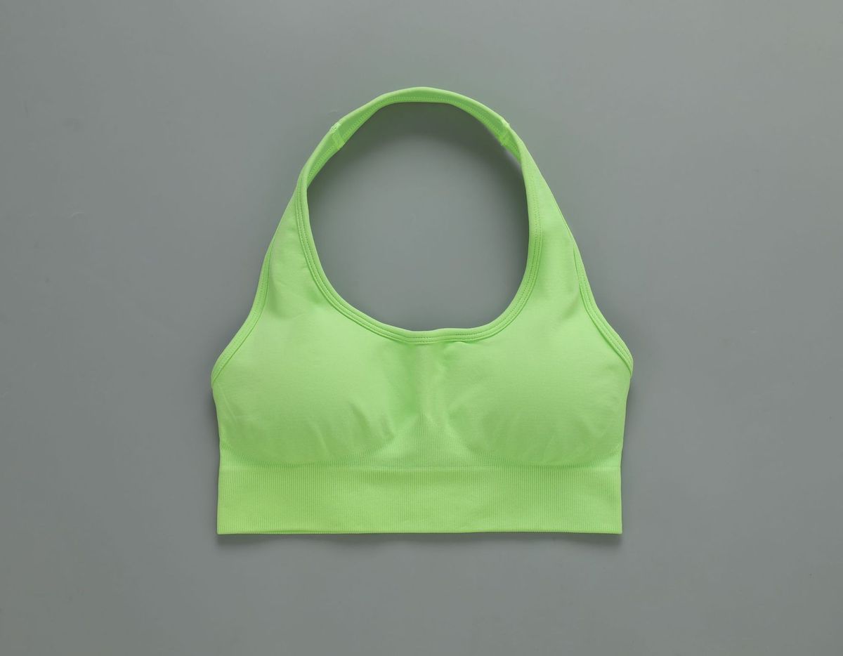 Women Fashion Solid Color Seamless Halter-Neck Bra