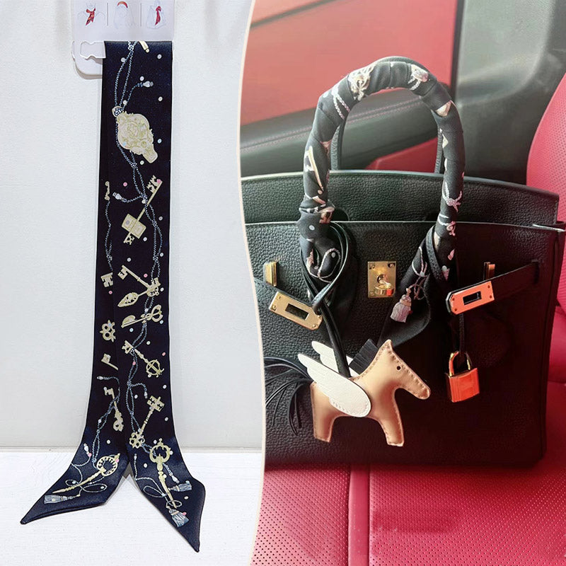 Bufanda con asa para bolso con lazo estampado de moda