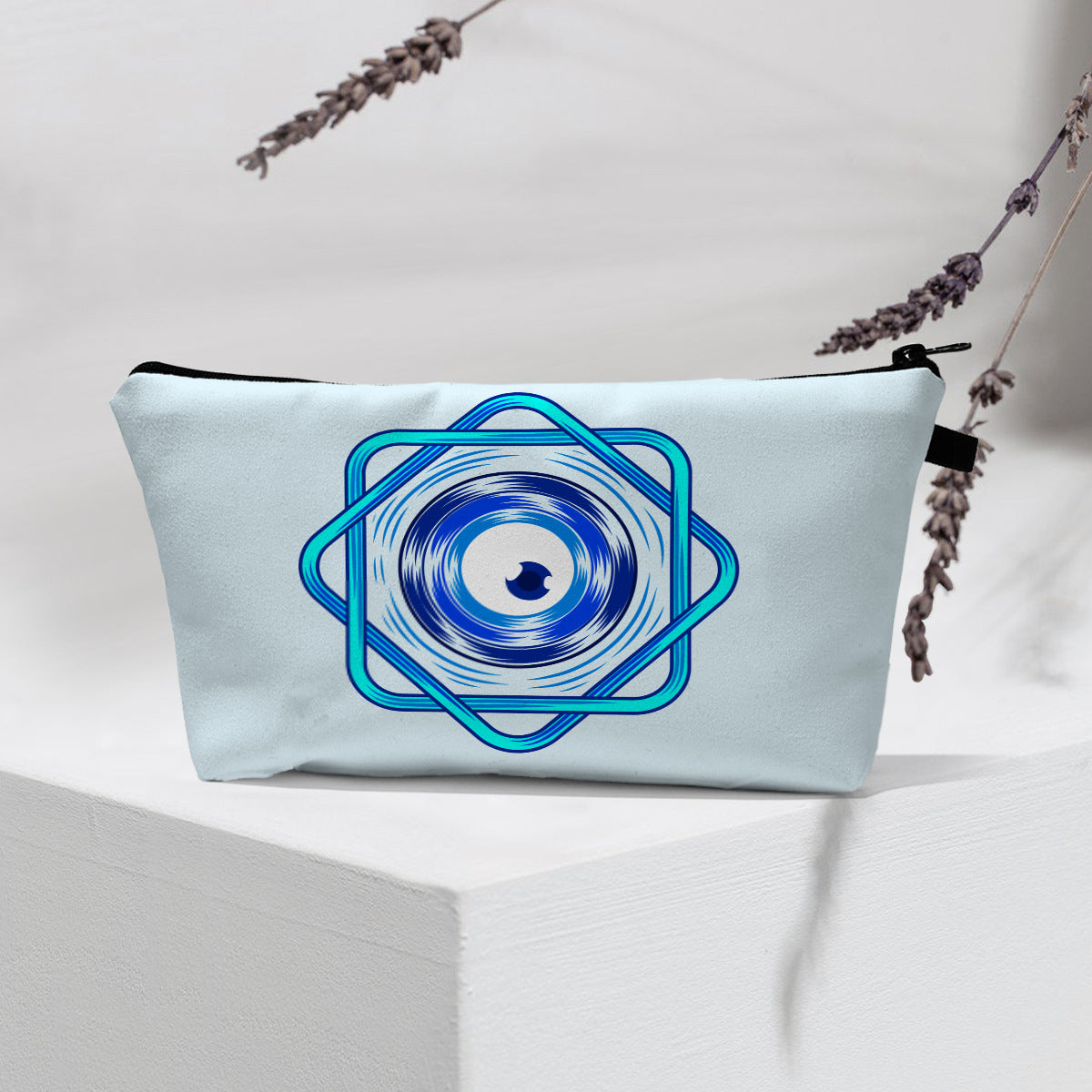 Bolsa de cosméticos portátil con diseño de mal de ojo para mujer
