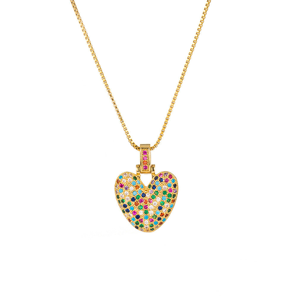 Collar con colgante de alfabeto dorado y circonita multicolor para mujer, joyería de moda