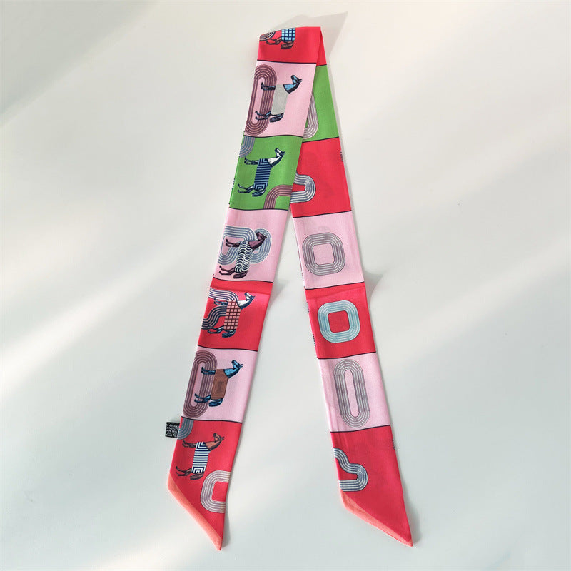 Fashion Printed Ribbon Tie Bag Handle Scarf