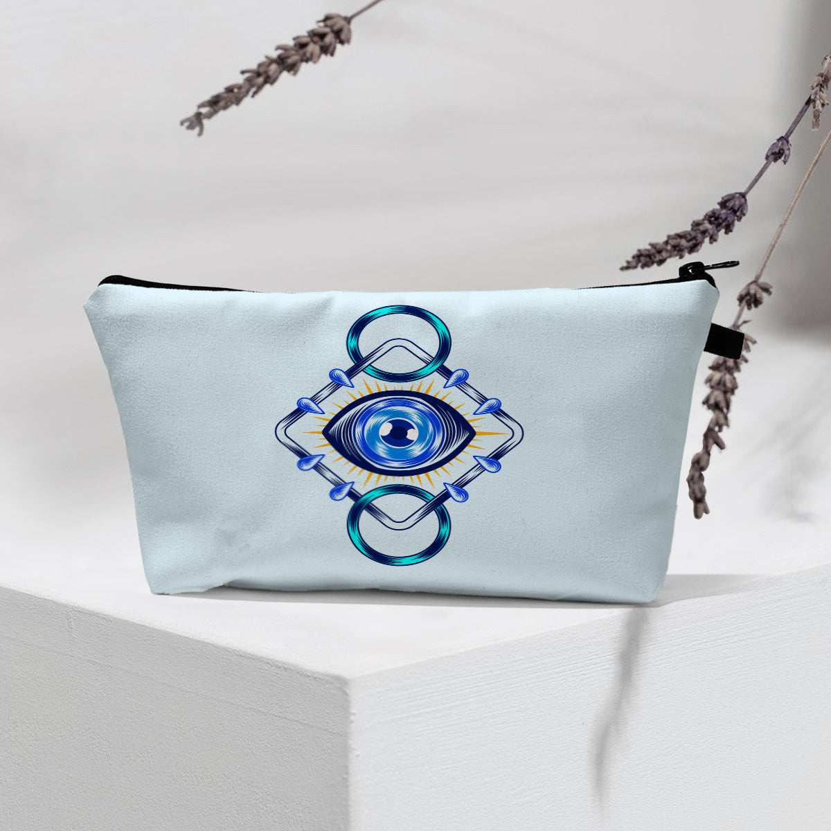 Bolsa de cosméticos portátil con diseño de mal de ojo para mujer