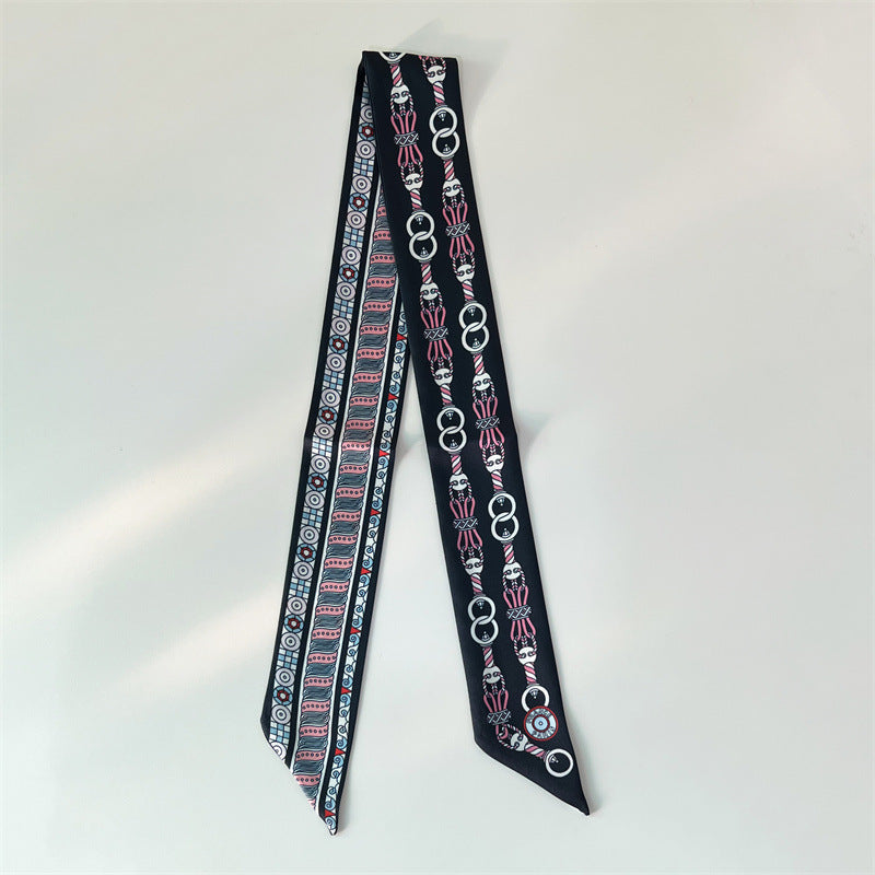 Fashion Printed Ribbon Tie Bag Handle Scarf