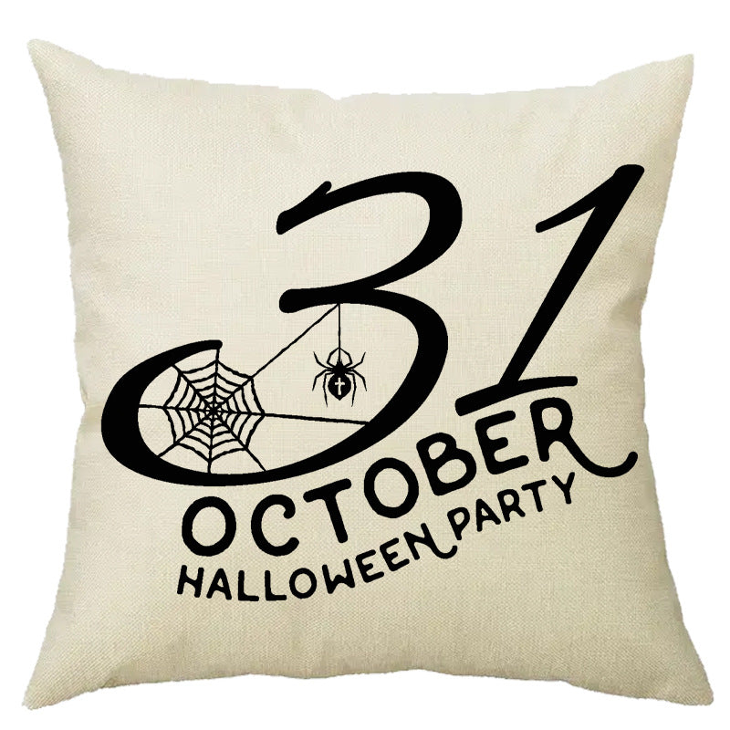 Halloween Pumpkin Skull Print Linen Sofa Cushion Cover