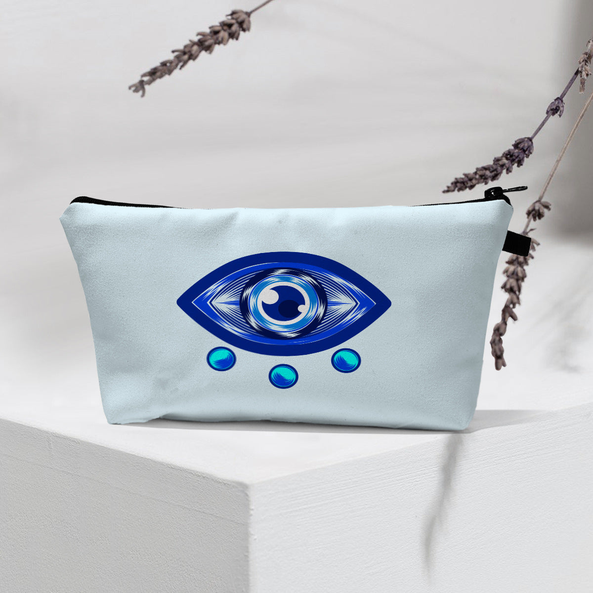 Bolsa de cosméticos portátil con diseño de mal de ojo para mujer