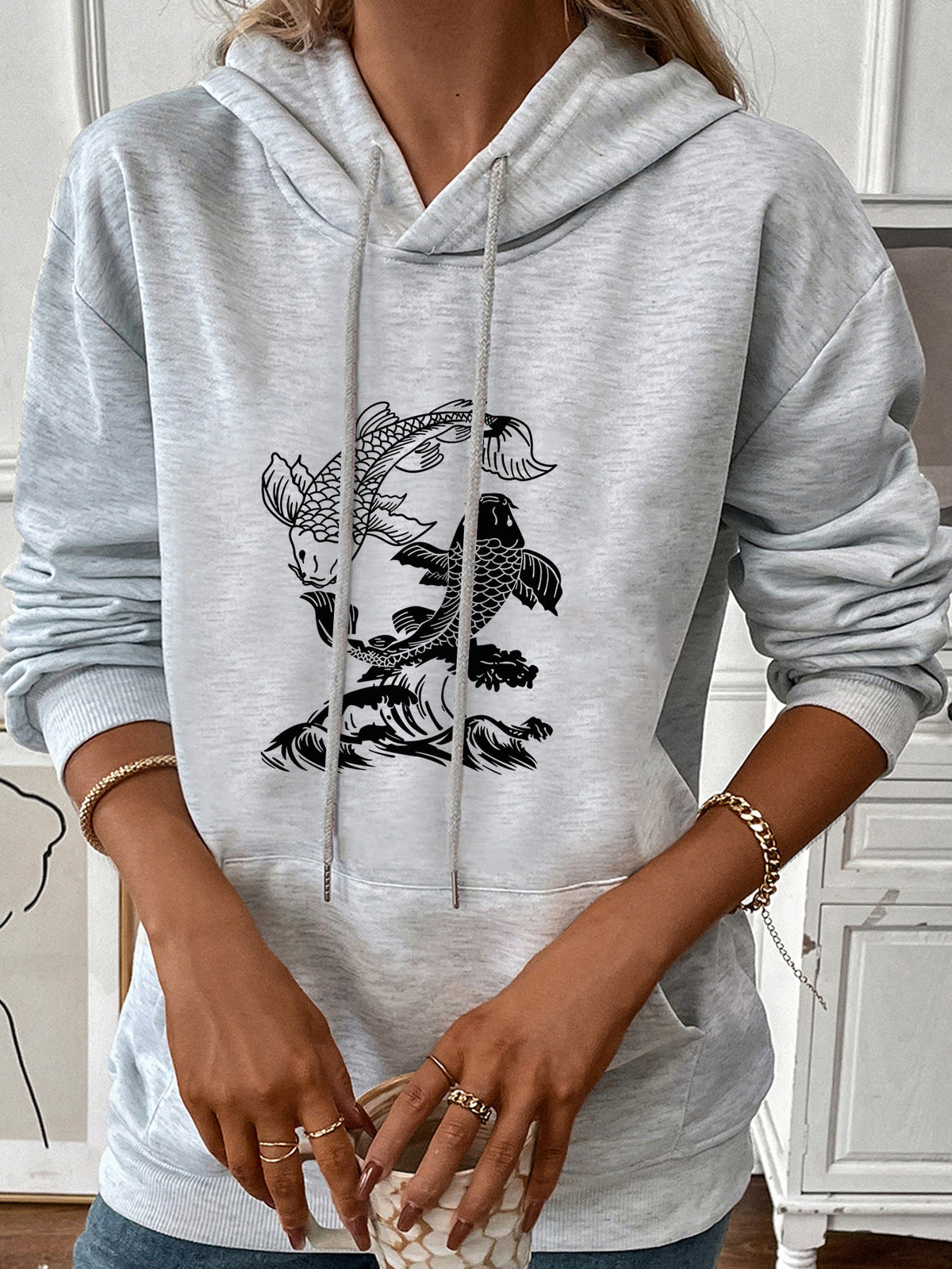 Women's Casual Print Hoodie - Scenery Pullover