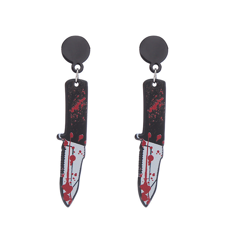 Halloween Women Horror Funny Acrylic Knife Earrings