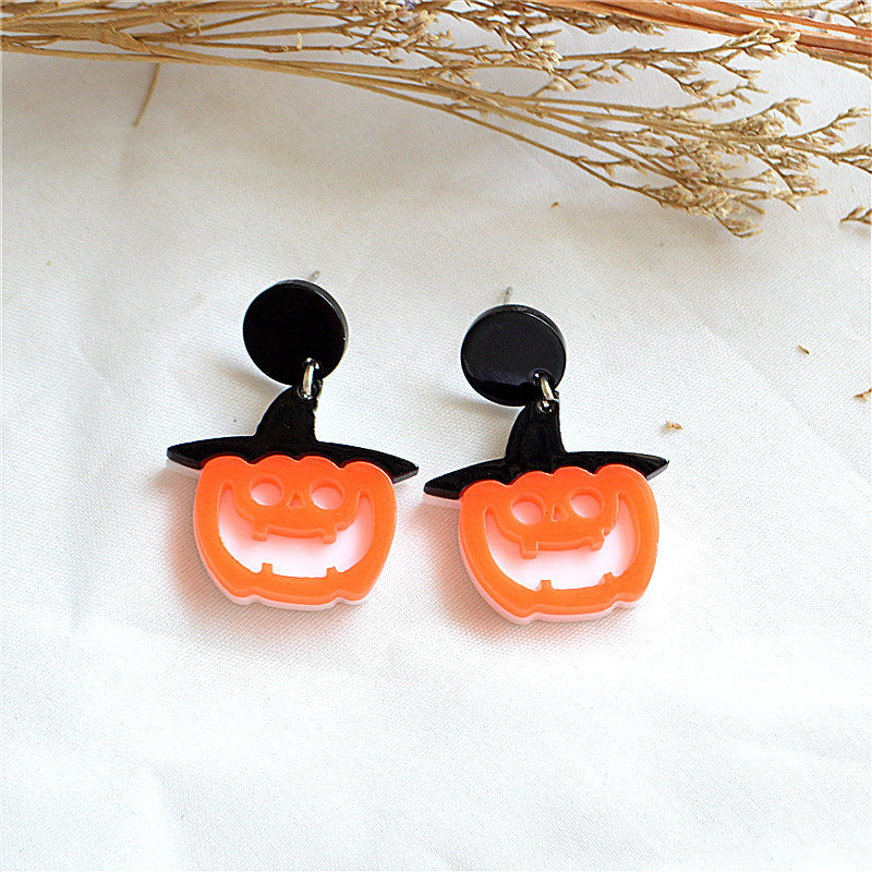 Women Halloween Cartoon Acrylic Dangle Earrings Skeleton