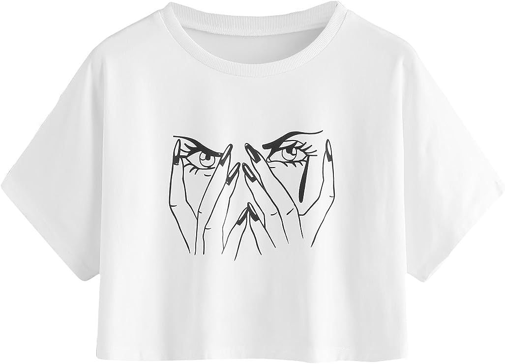 Camiseta corta de manga corta lisa y sencilla para mujer