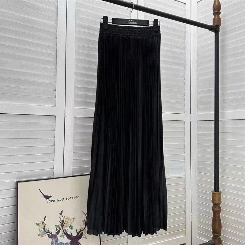 Women Fashion Solid Color Pleated Skirt in Cotton Silk