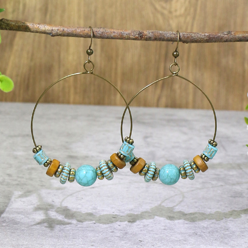 Boucles d'oreilles à pompons créatives de style ethnique bohème rétro