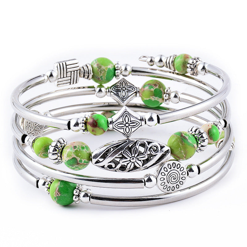 Pulsera bohemia de cuentas de piedra natural para mujer