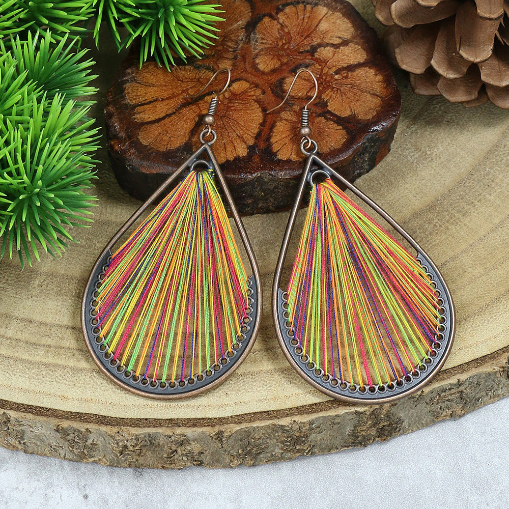 Boucles d'oreilles bohèmes à pampilles géométriques en forme de goutte d'eau