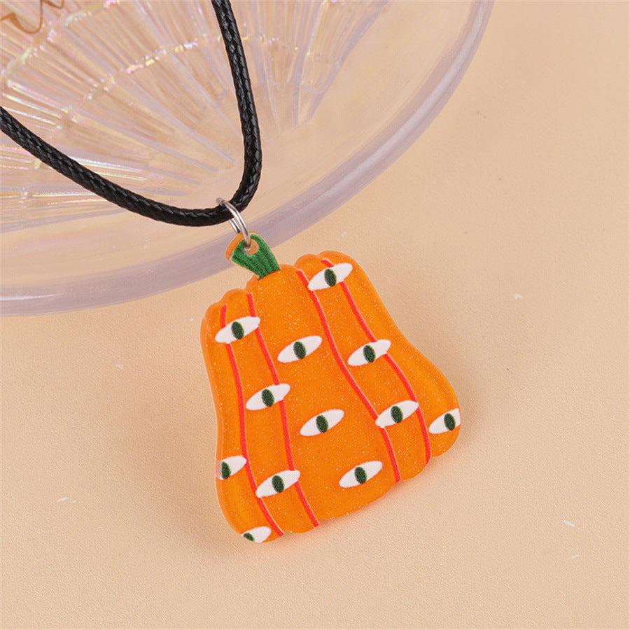 Collar acrílico creativo de calabaza fantasma con dibujos animados de Halloween