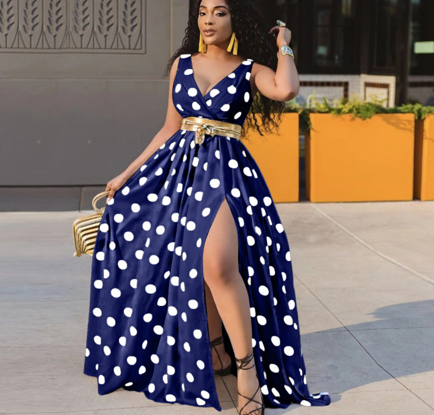 Summer Vacation Women Polka Dot Maxi Dress