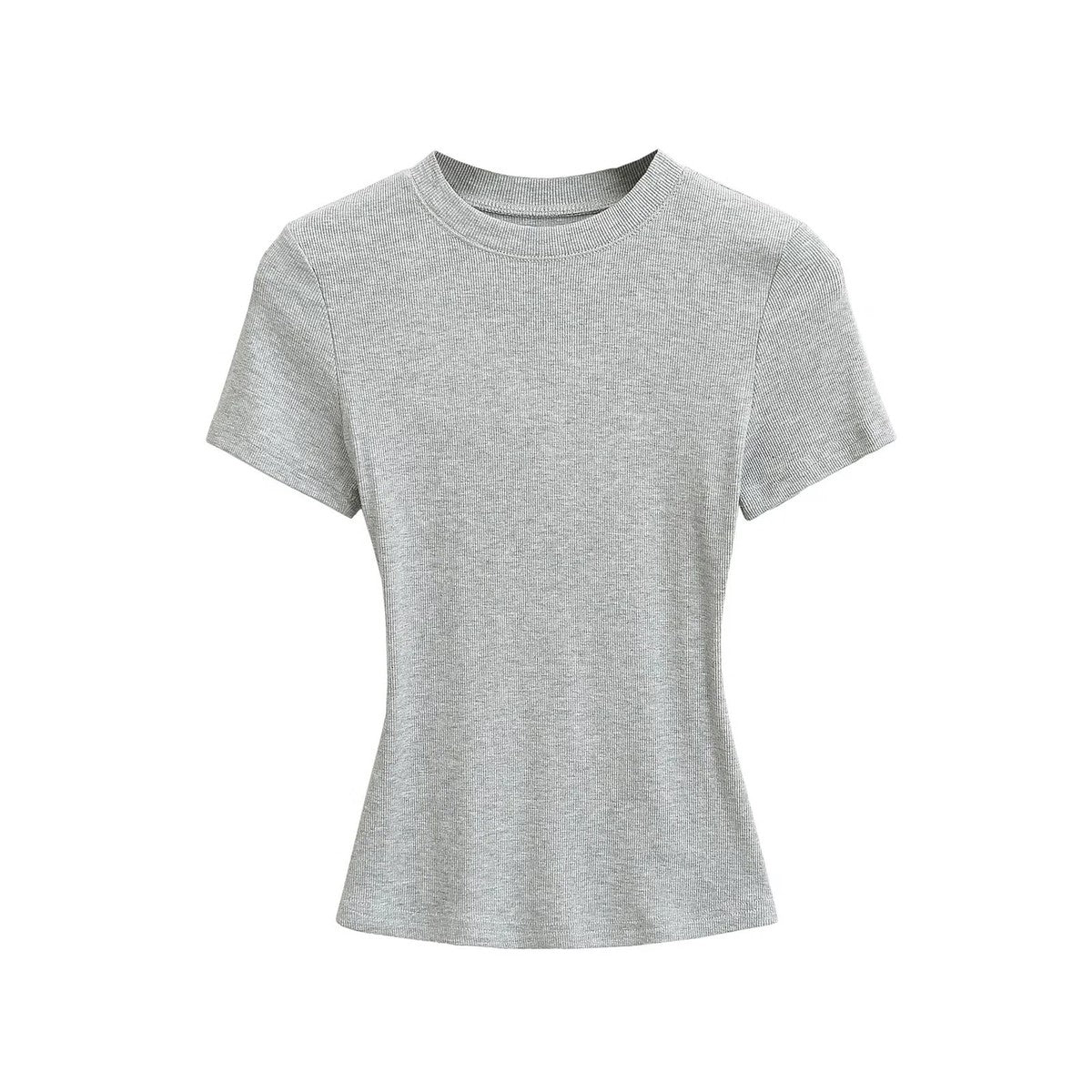 Women Solid Color Cotton Spandex Short Sleeve T-Shirt