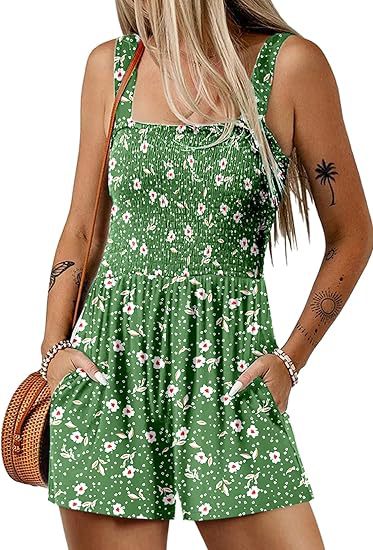 Women Casual Floral Printed Pleated Rompers