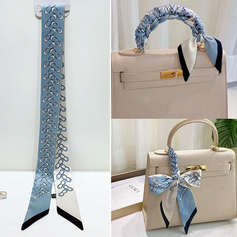 Bufanda con asa para bolso con lazo estampado de moda