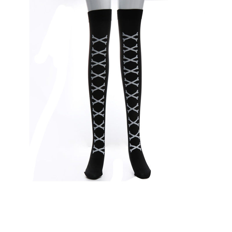 Women Funny Halloween Skeleton Bat Spider Web Stockings