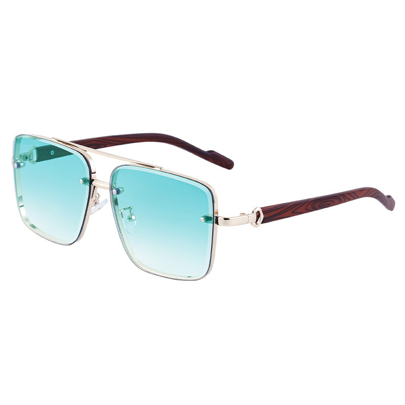 Gafas de sol informales de imitación de madera con borde cuadrado y diseño a la moda para hombre