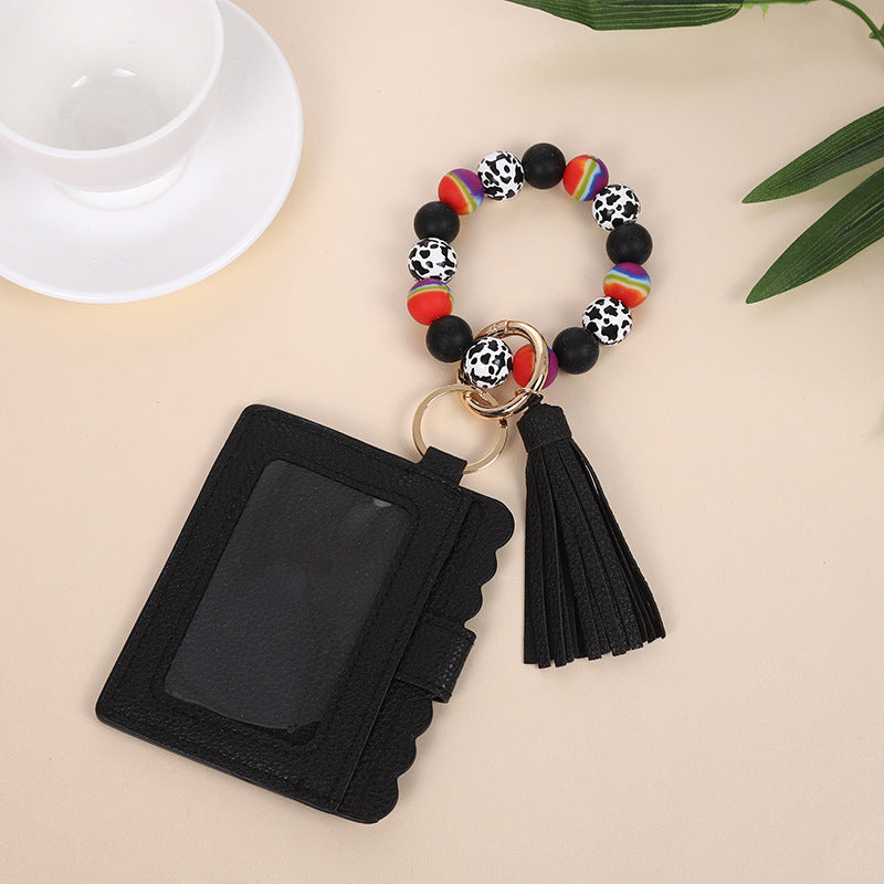 Fashion Printed Silicone Bead Tassels Bracelet Wallet