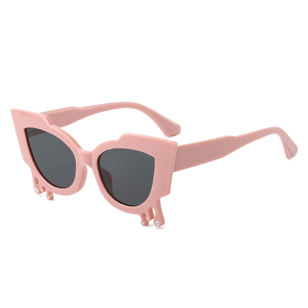 Gafas de sol de Halloween con diseño de ojo de gato y lágrimas de diablo para mujer