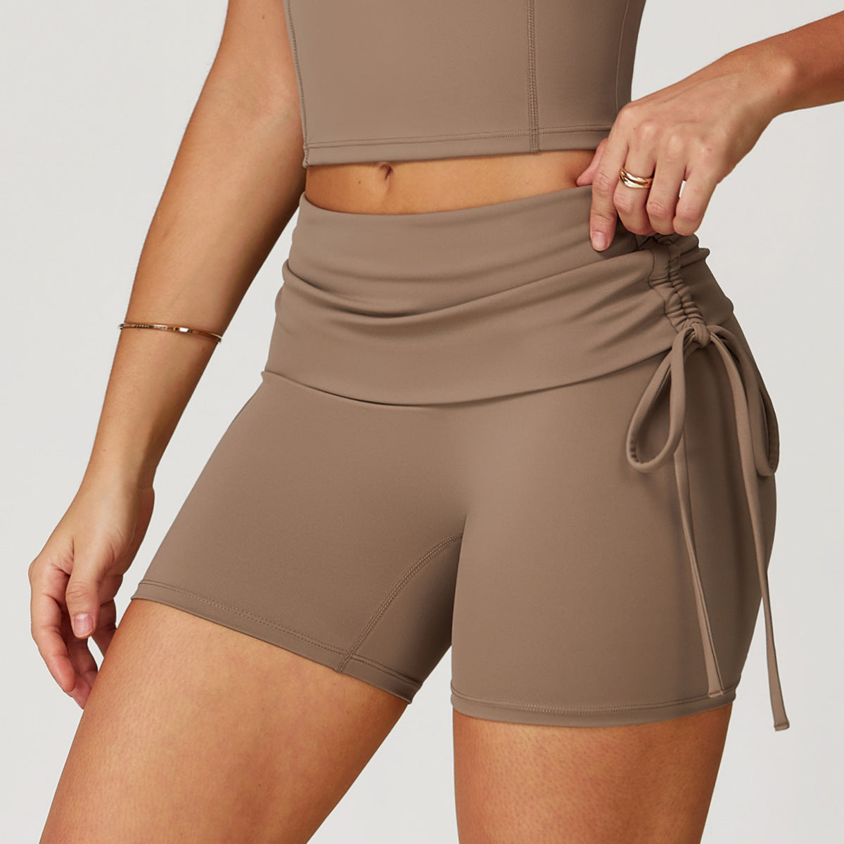 Short de yoga décontracté de couleur unie pour femme