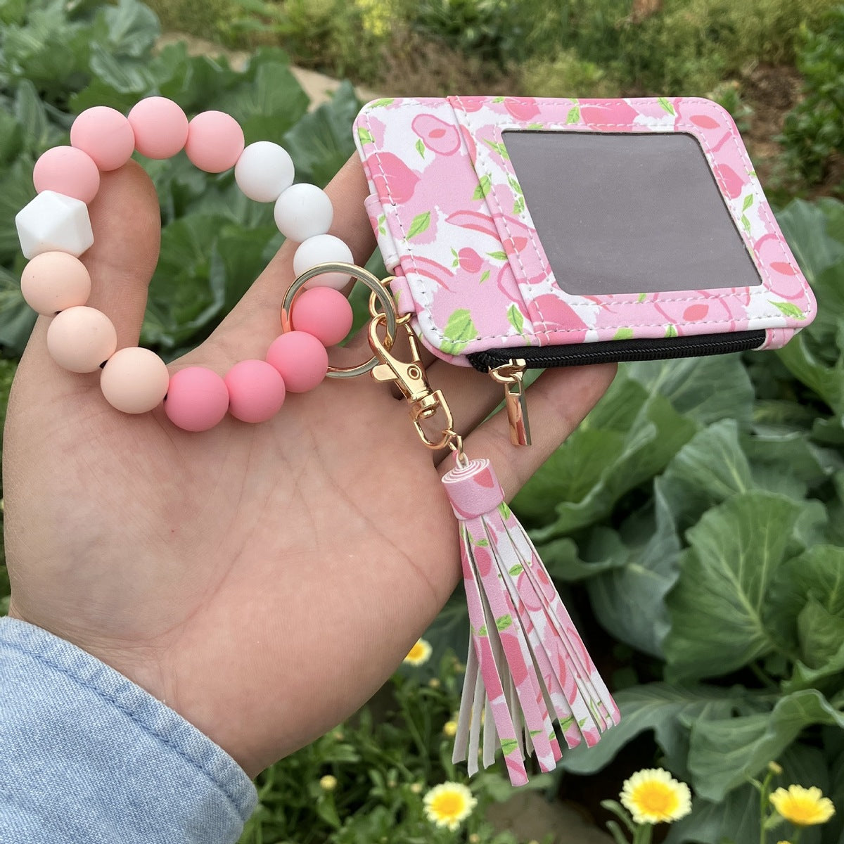 Fashion Printed Silicone Bead Tassels Bracelet