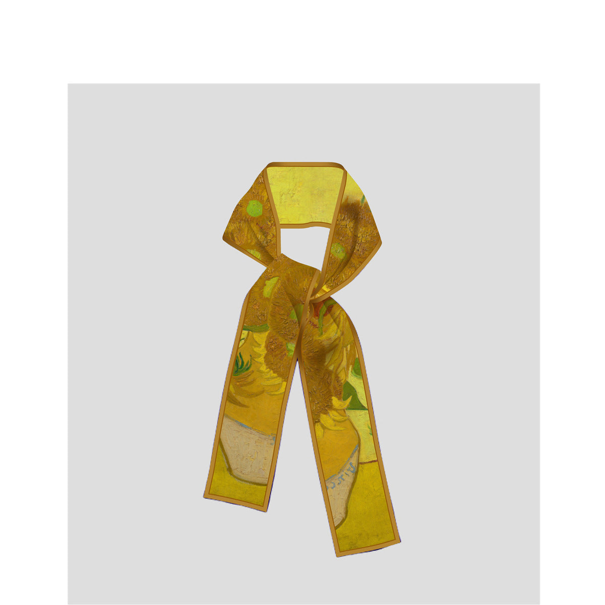 Bufanda de seda estampada con pintura al óleo de Van Gogh de moda para mujer