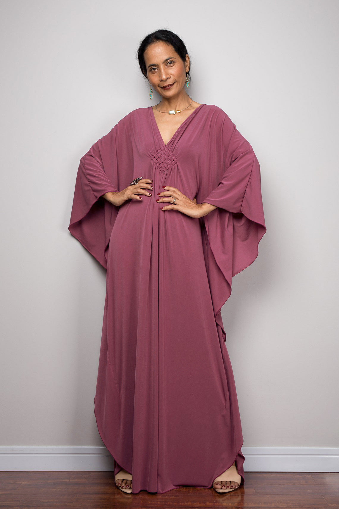 Women Polyester Loose Robe Vacation Coverup Dress