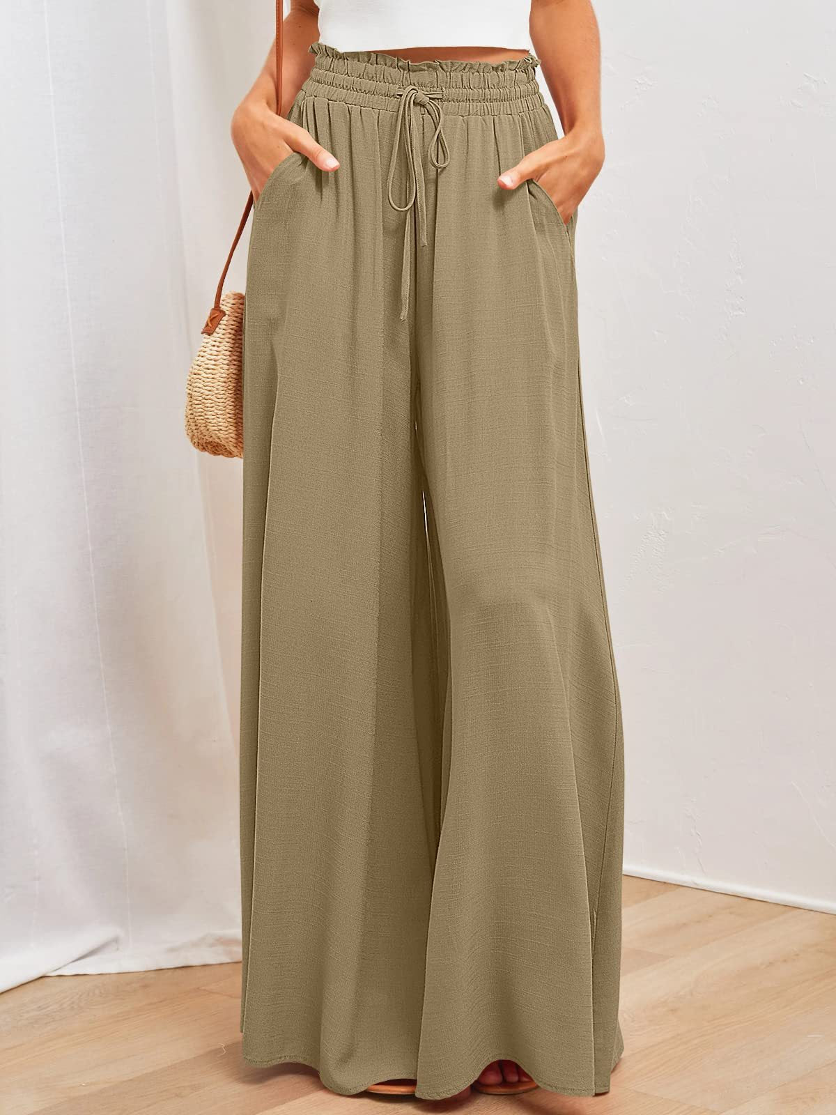 Casual Wide Leg Loose Women's Solid Pants