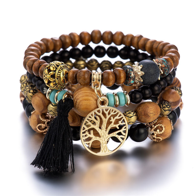 Bohemian Style Multi-Layer Wooden Beaded Bracelet