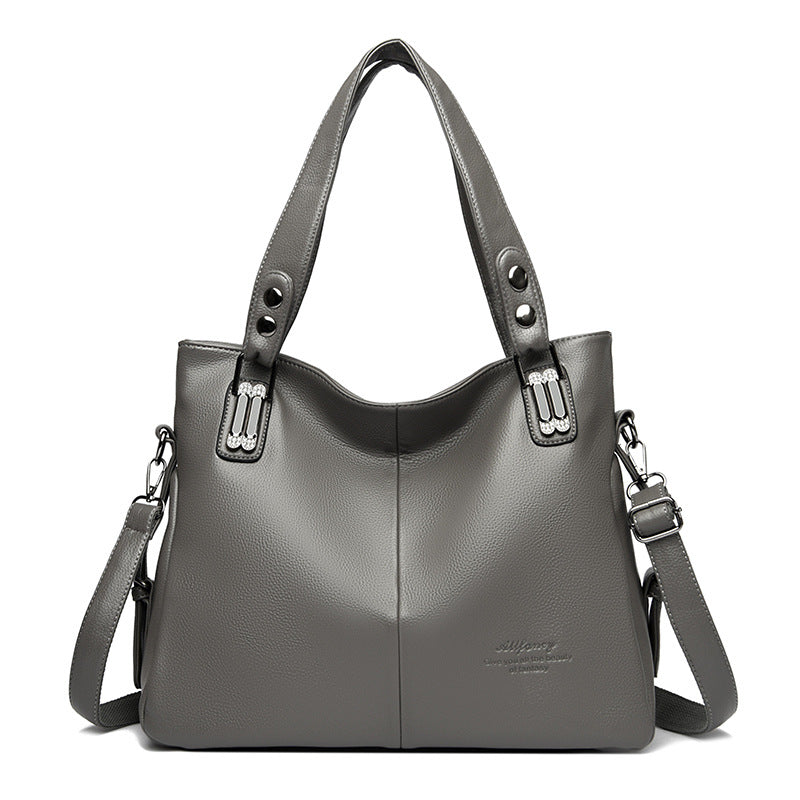 Sac à main en PU de grande capacité, décontracté et tendance, couleur unie, pour femmes