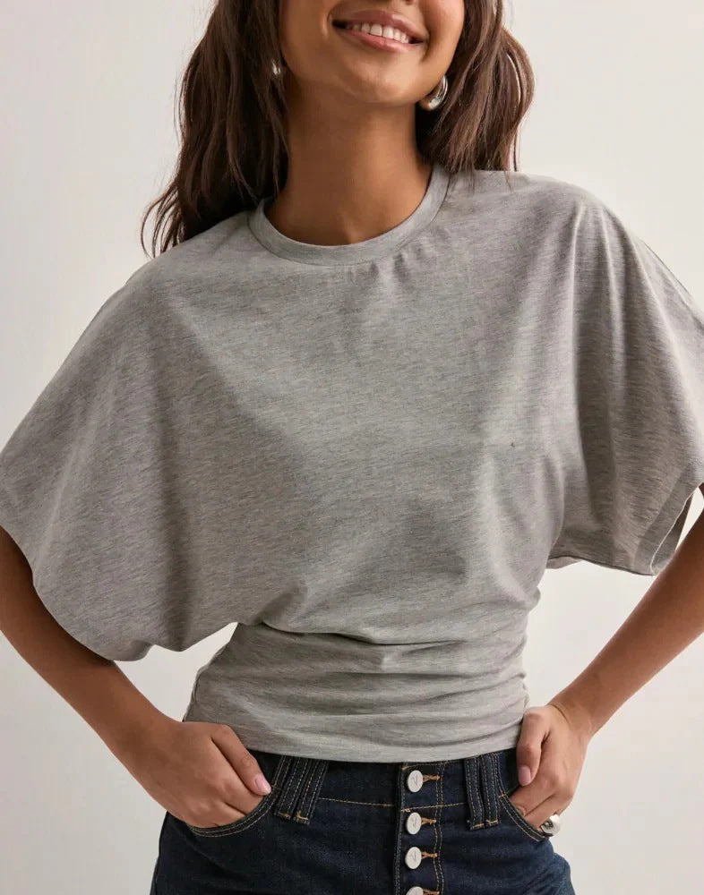 Camiseta informal de poliéster de manga corta para mujer