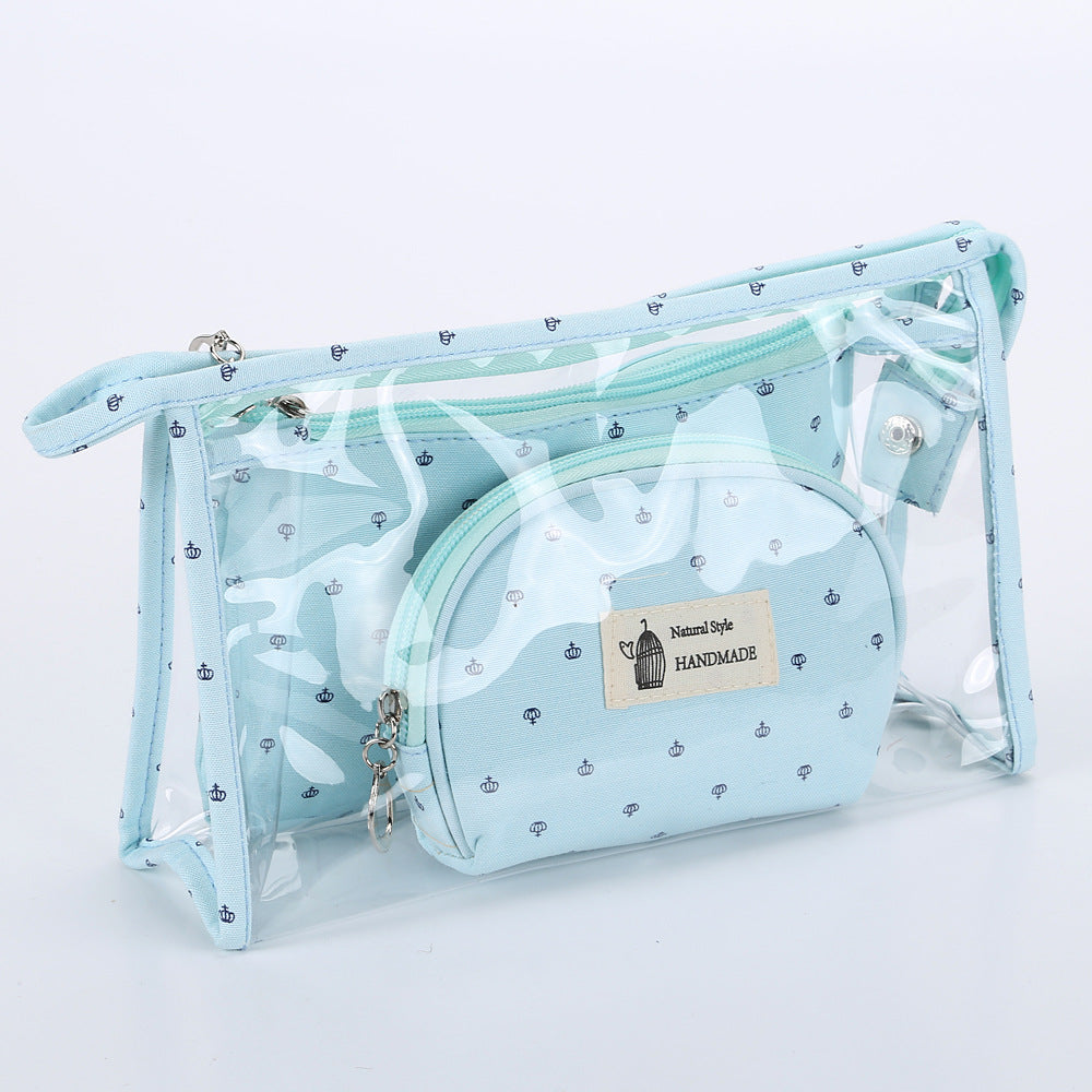 Bolsa de cosméticos transparente de viaje 3 en 1