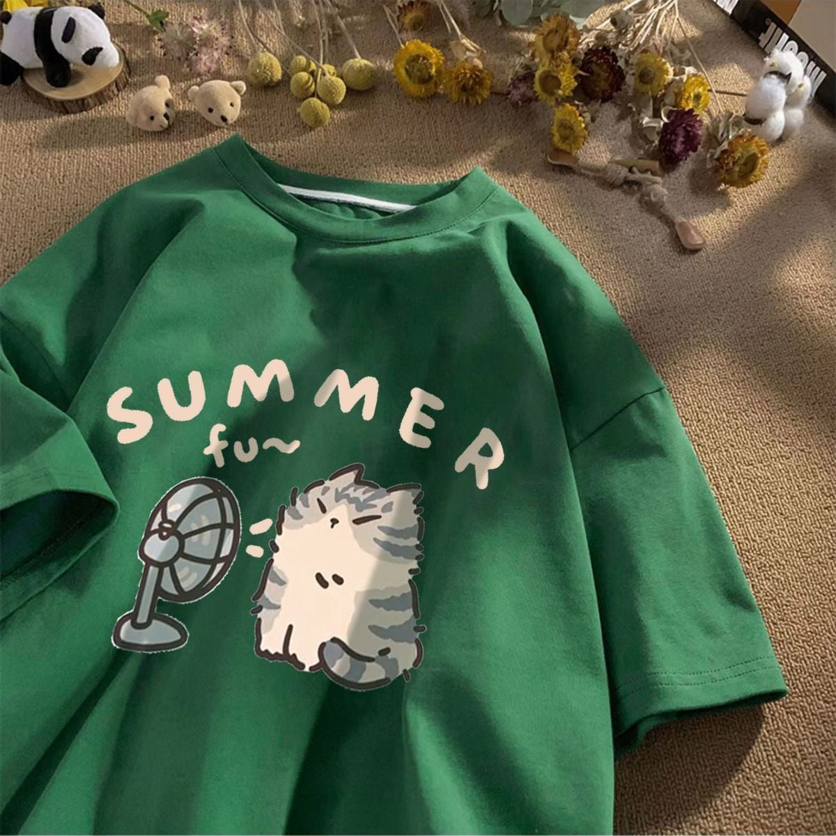 T-shirt décontracté à manches courtes pour femme, imprimé dessin animé