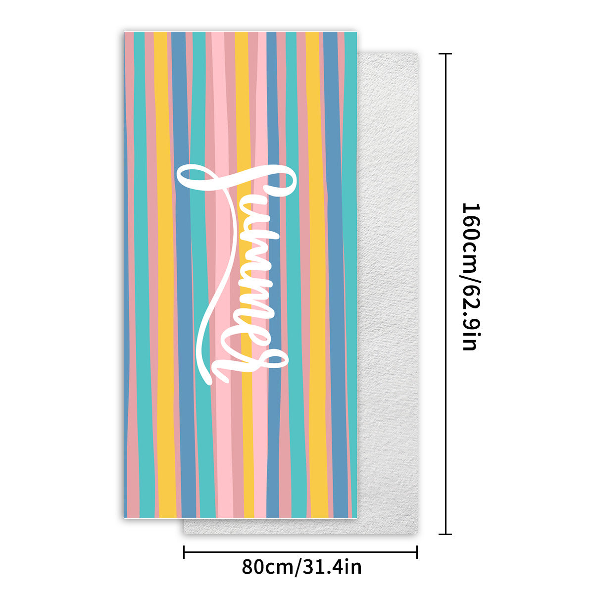 Toalla de playa de microfibra con estampado de rayas informal de moda