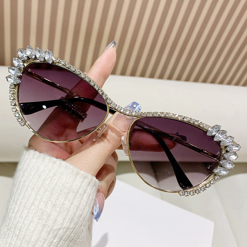 Gafas de sol de moda con diamantes de imitación de metal