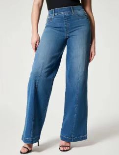 Women Fashion Casual Solid Color Loose Wide Leg Jeans