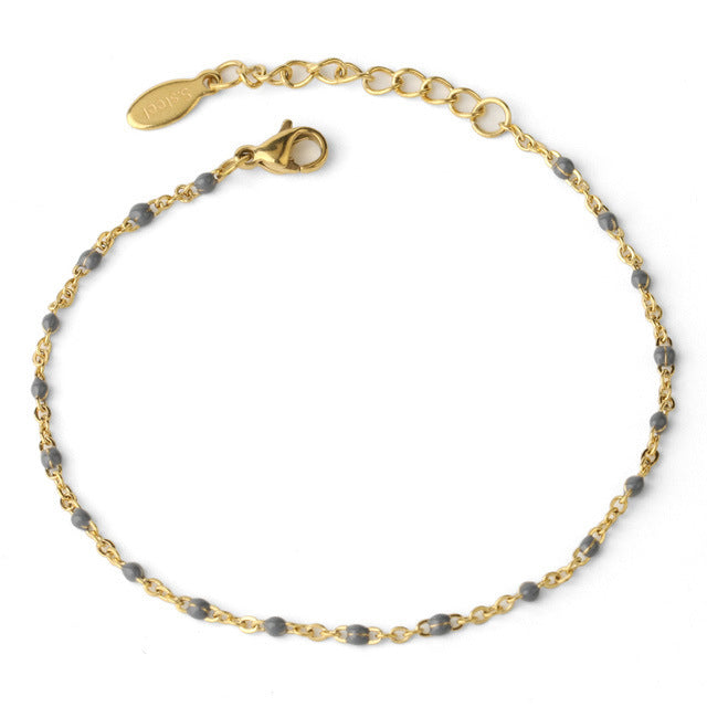 Women Bohemian Simple Mini Beads Stainless Steel Bracelet