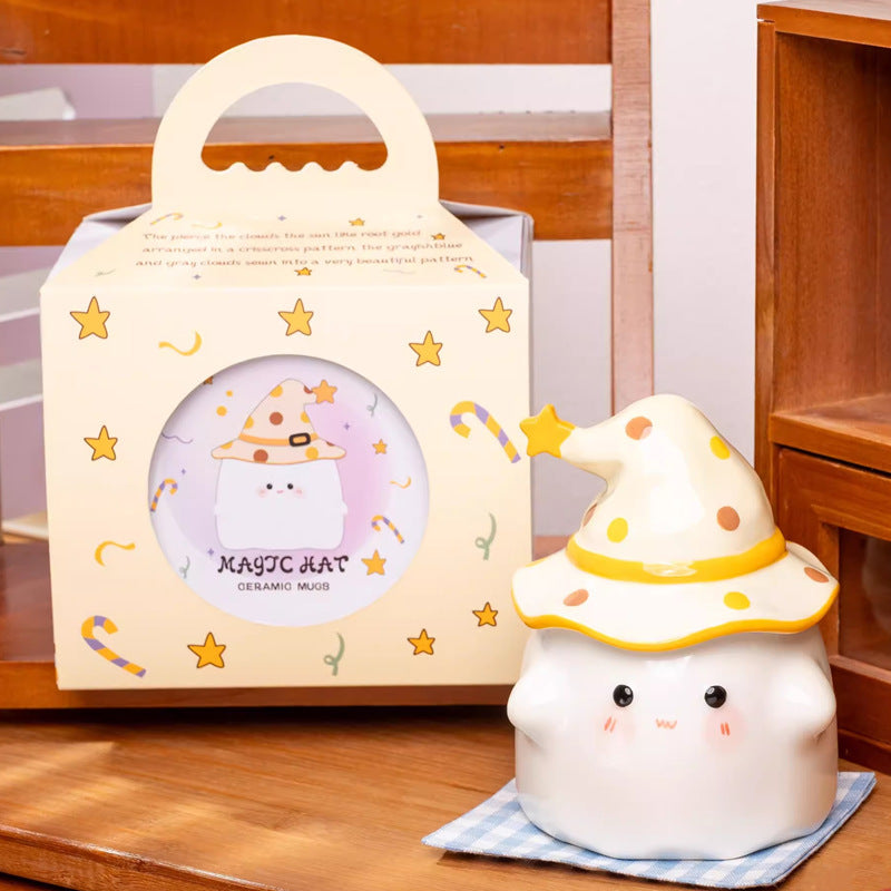 Taza de café de cerámica con tapa de fantasma de Halloween