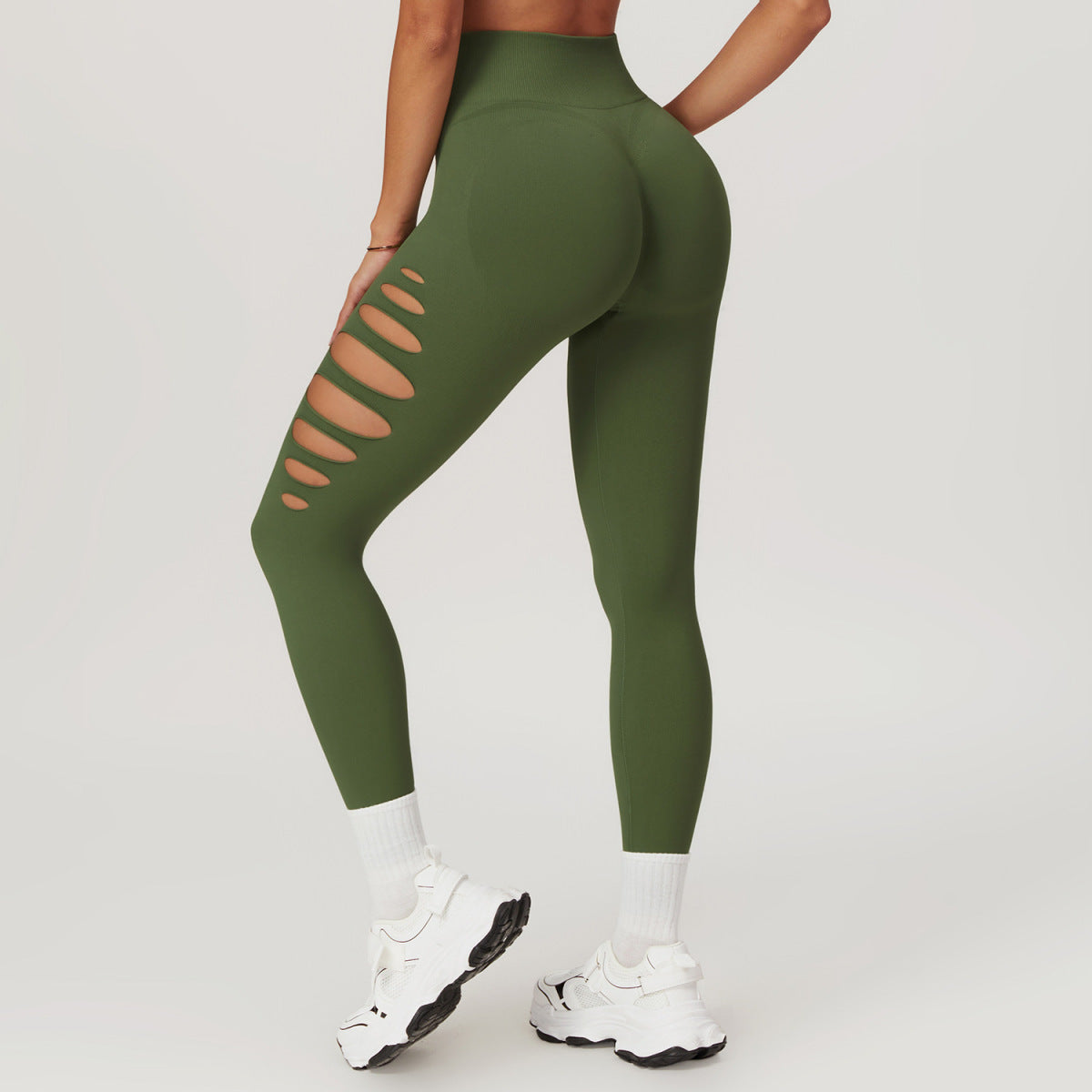 Leggings deportivos de cintura alta de color liso para mujer