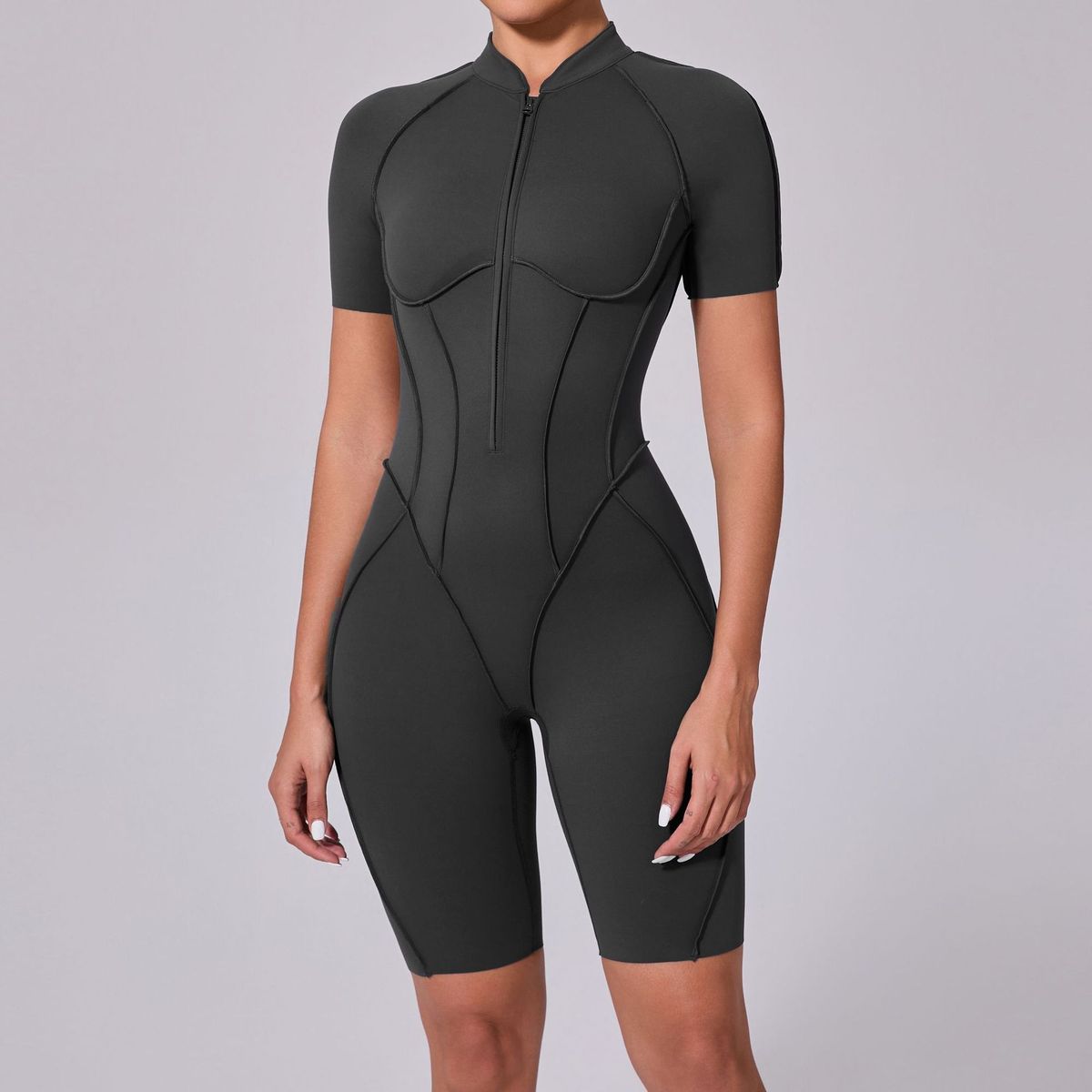 Summer Zipper Short-Sleeved Yoga Rompers