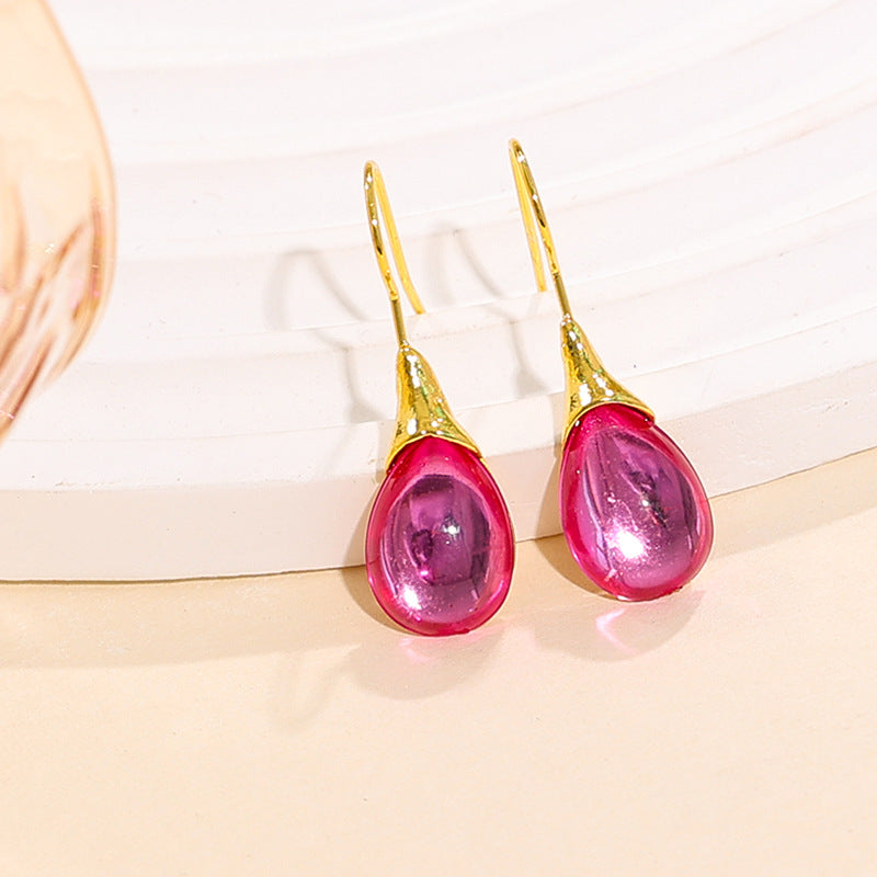 Women Fashion Drop-Shaped Cat Eye Earrings in Solid Colors