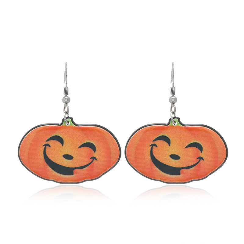 Pendientes de calavera de calabaza con diseño de Halloween para mujer