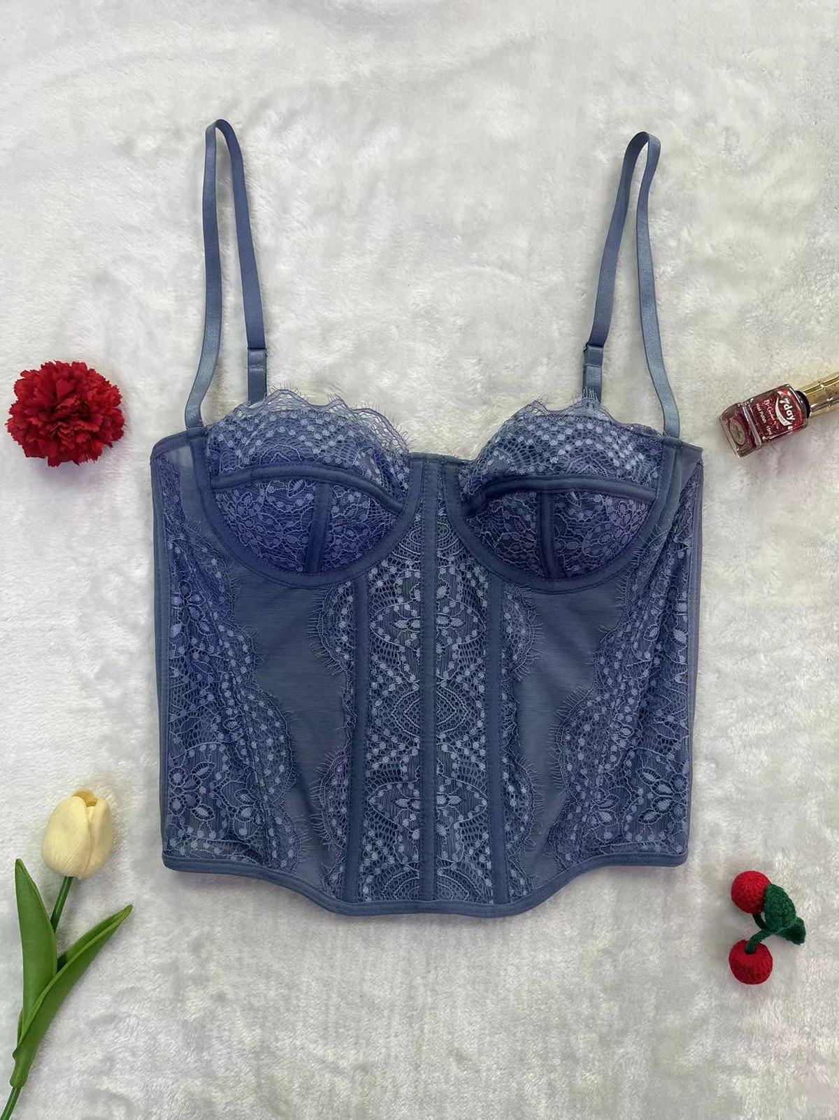 Women Fashion Sexy Solid Color Lace Corset Camisole