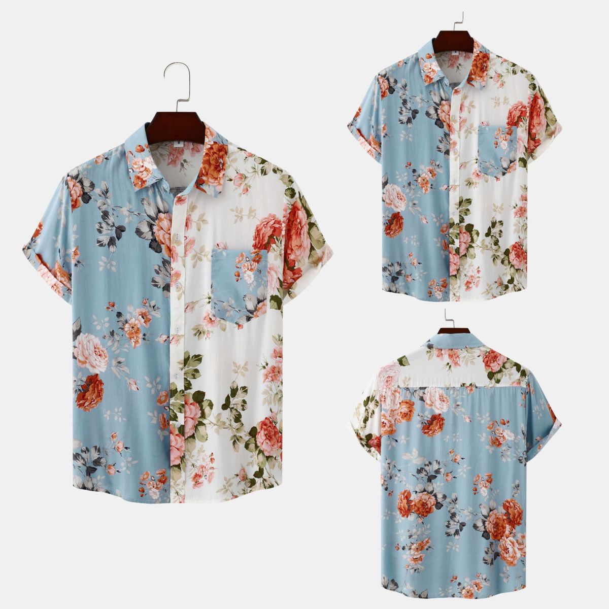 Camisa con estampado de flores diminutas en 3D para hombre, ideal para vacaciones de verano