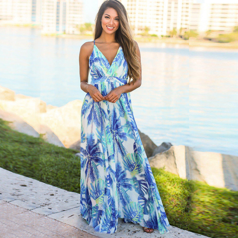 Vestido informal de algodón con cuello en V y estampado floral para mujer