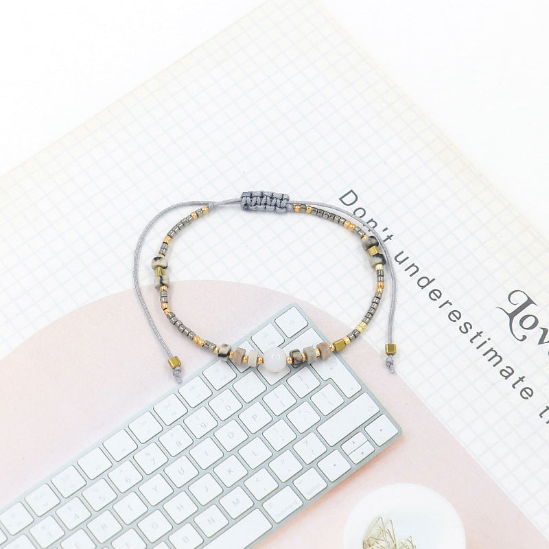 Bohemian Semi-Precious Stone Beads Handwoven Bracelet