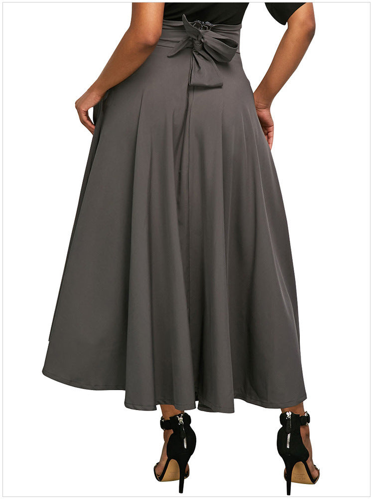 Women Fashion Casual Solid Color High Waist Skirt